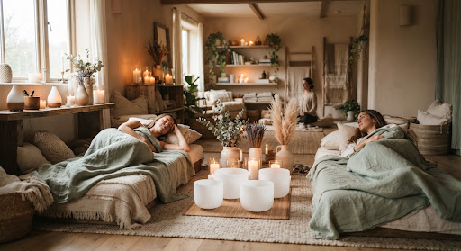 Parenthèse bien-être dans un cocon tamisé, bougies et plaids en lin